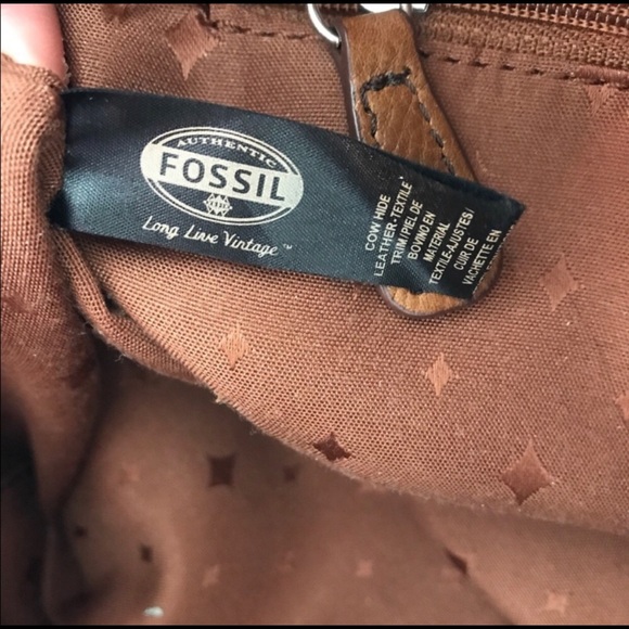 Fossil Long Live Vintage Rich Tan Rugged Leather Tote Carryall Shoulder Bag - Picture 14 of 15